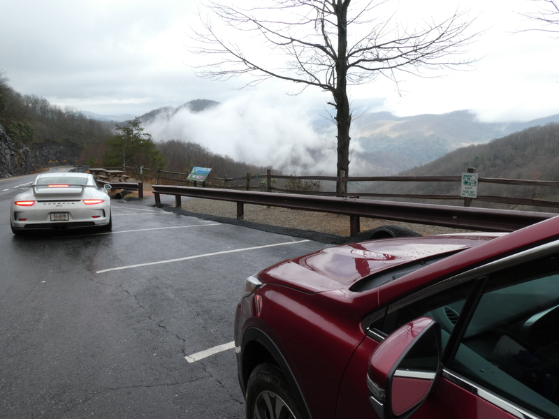 At Hogpen Gap: 911 GT3 with license plate “9K RPM” - it made all sorts of fun noises going down the valley as I stayed put and ate a sandwich. (Route 348, need to come back in the GTI some time https://www.google.com/maps/place/34%C2%B043'36.7%22N+83%C2%B050'30.0%22W/@34.726855,-83.8429594,816m/data=!3m2!1e3!4b1!4m14!1m7!3m6!1s0x885f38b6555559e7:0xcba661af42e86a48!2sHogpen+Gap!3b1!8m2!3d34.726204!4d-83.8393501!3m5!1s0x0:0x0!7e2!8m2!3d34.7268548!4d-83.8416583)